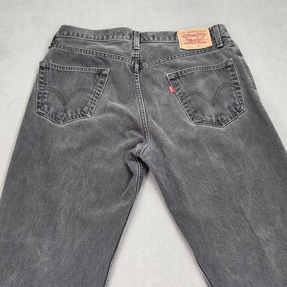 Levis 550 Jeans Mens Black Relaxed Fit Tapered Leg Zip Faded Denim‎ fits 32x30